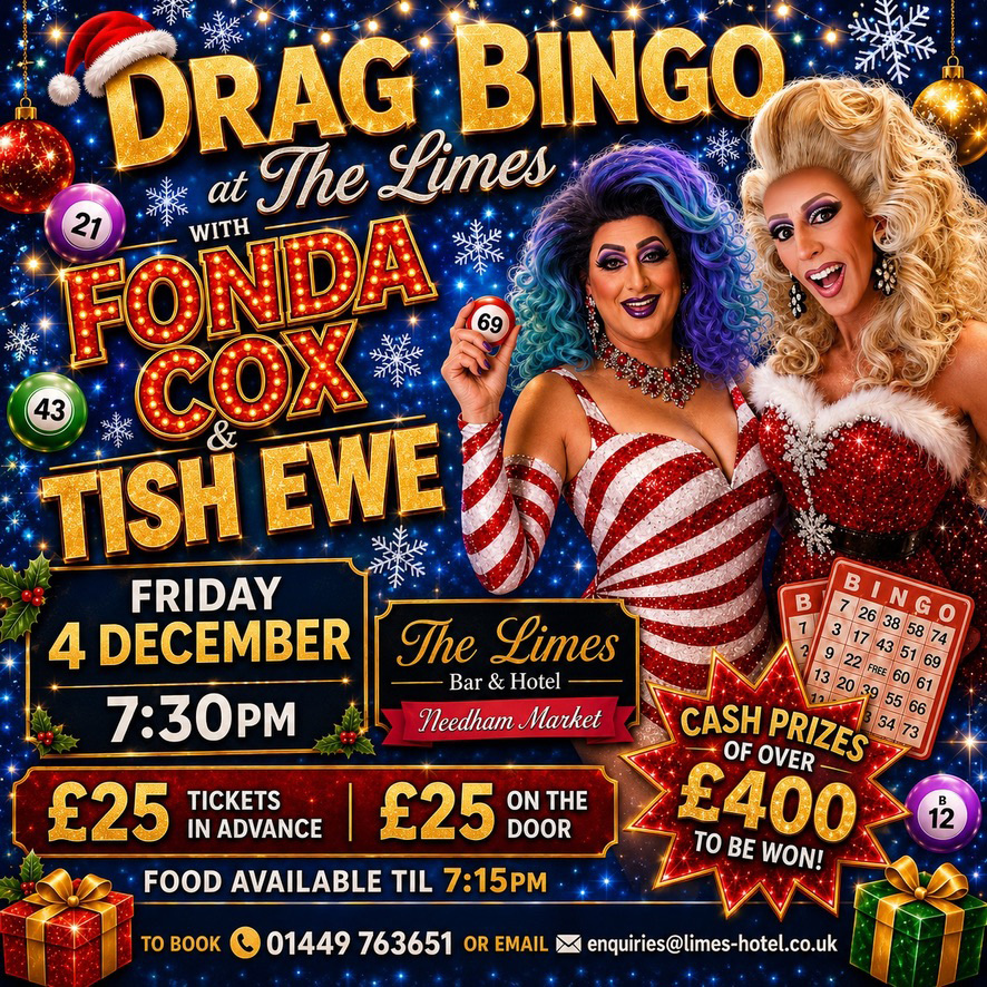 Christmas Bingo with Fonda and Tish Ewe at The Limes hotel